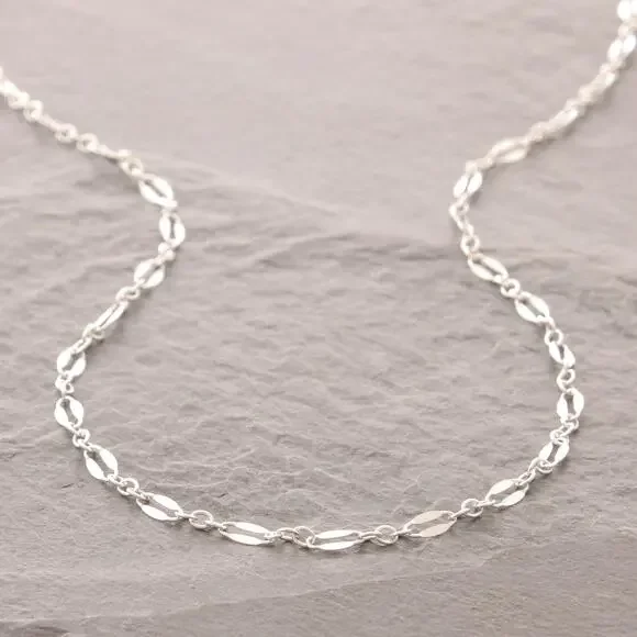 16 Sterling Silver Mirror Chain Necklace, sparkling, silver choker, 44-33s